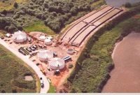 Arpley Leachate Treatment Plant construction aerial view.
