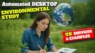 Featured image with the text: Automated Desktop Environmental Study UK Services & Examples.