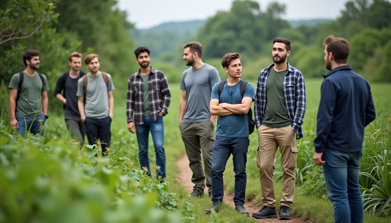 Environmental consultants conducting waste management survey in a natural habitat. Environmental consultants conducting waste management survey in a natural habitat.