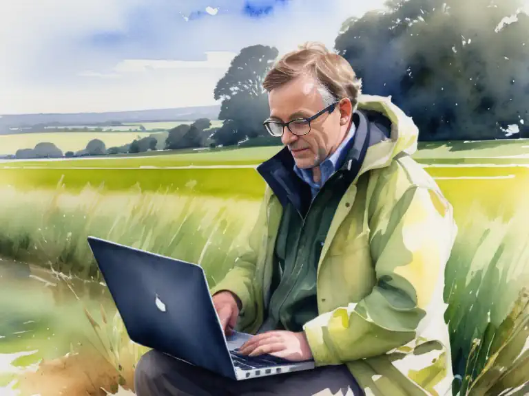 An environmental consultant working in Derbyshire countryside picture.