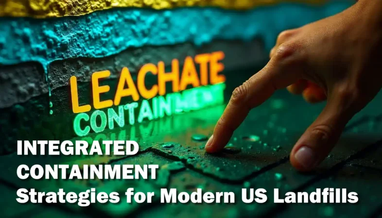 Featured image with text: Integrated Containment Strategies for Modern Landfills, HDPE lining graphic.