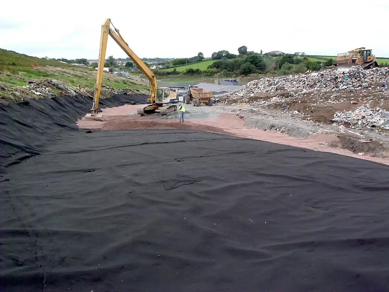 Landfill lining in progress on a landfill project designed by the consultant.