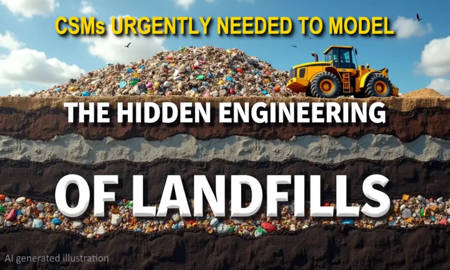 Graphic cross-section showing a Legacy Landfill and the case for Conceptual Site Models CSMs.. Graphic cross-section showing a Legacy Landfill and the case for Conceptual Site Models CSMs..