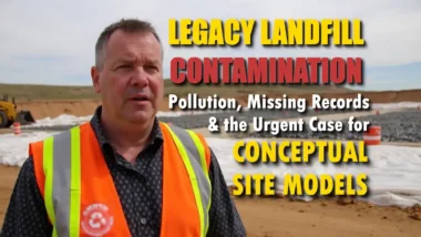 Text on image - Legacy Landfill Contamination the case for Conceptual Site Models CSMs.